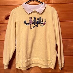 Adrian Delafield women’s size Large vintage cat sweatshirt with collar